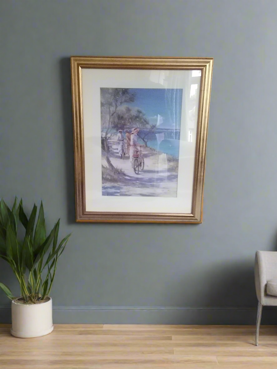 Framed artwork of a island